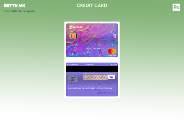 Шаблон за мастер картички во модерен стил Индонезиска банка Rakyat Indonesia (BR